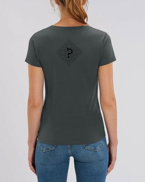 Human Family Bio Damen T-Shirt mit V-Ausschnitt "Evolution - Geo Questionmark"