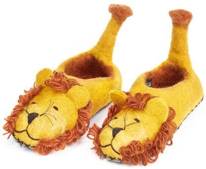 short'n'pietz Filz Hausschuhe für Erwachsene handgefilzt Löwe aus 100% Schafswolle