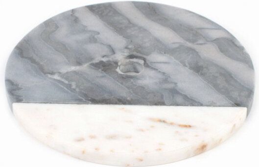 El Puente Servierbrett und Topfuntersetzer weißer und grauer Marmor, Ø 22 cm