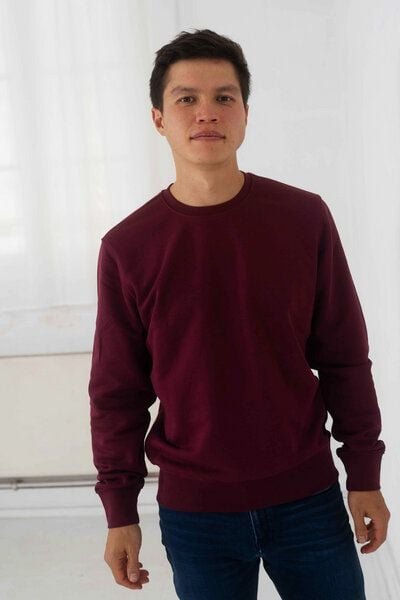 Thumbnail - Kultgut GOTS zertifiziert - Supersoft Sweatshirt - Pullover /Weinrot
