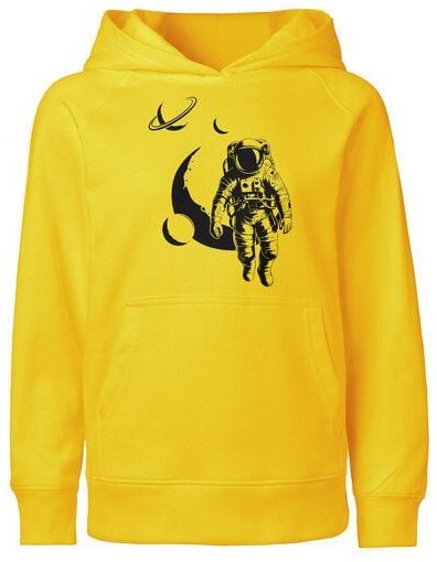 HANDGEDRUCKT "Spacewalk" Kinder Hoody aus reiner Biobaumwolle (kbA)