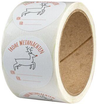 Fines Papeterie 50 Aufkleber für Weihnachten * verschiedene Motive * 4cm rund * Naturpapier