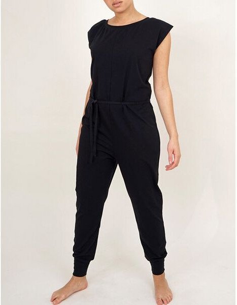 Lena Schokolade Jumpsuit Overall schwarz versch. Kordeln aus Bio-Jersey