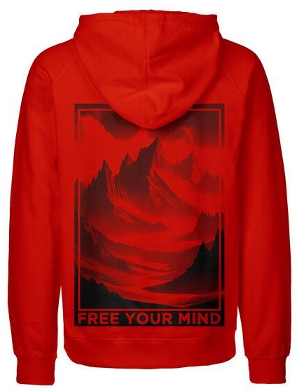 HANDGEDRUCKT "Free Your Mind" Männer Hoody aus reiner Biobaumwolle (kbA)
