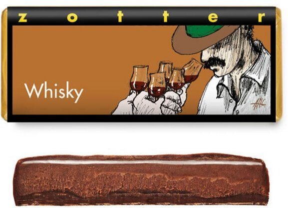 Zotter handgeschöpfte Schokolade mit Whiskycreme, 70 g