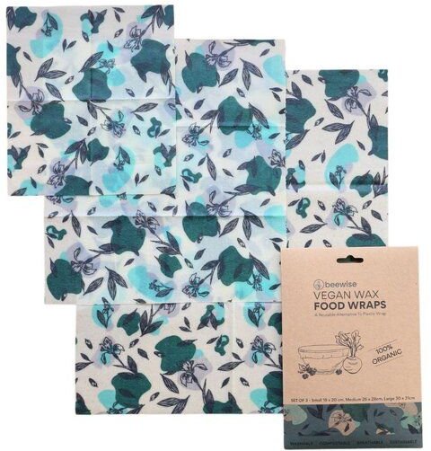 Beewise Veganes Wachstuch-Set 3er aus 100% Biobaumwolle