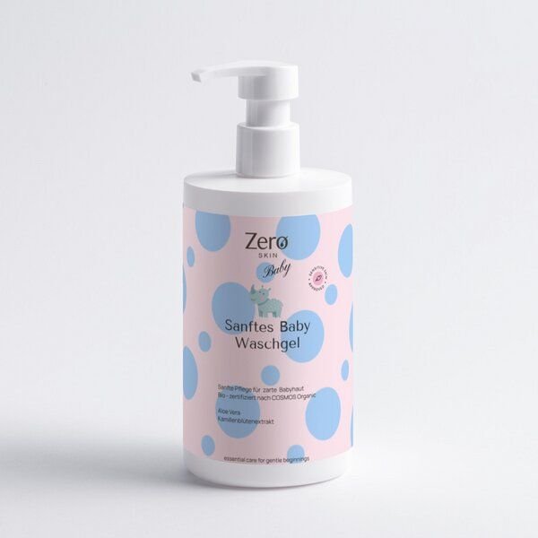 Zero Skin Sanftes Baby Waschgel - 390 ml - milde Reinigung ab Geburt mit Bio-Aloe Vera, Betain, Kamille & Leinsamen, als...