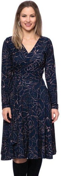 Ingoria AVA wendbares Wickelkleid Langarm-Arm mit schwingendem Rock (Print)
