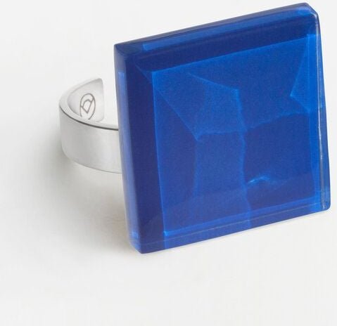 ALEXASCHA Geometrischer Statement Ring aus Glas | PUREFORM