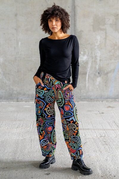 Hose Balloon – Lange Hosen mit Ballon-Schnitt – Taschen – Elastischer Bund – Farbenfrohes Print KOKOworld – Fair produzi...