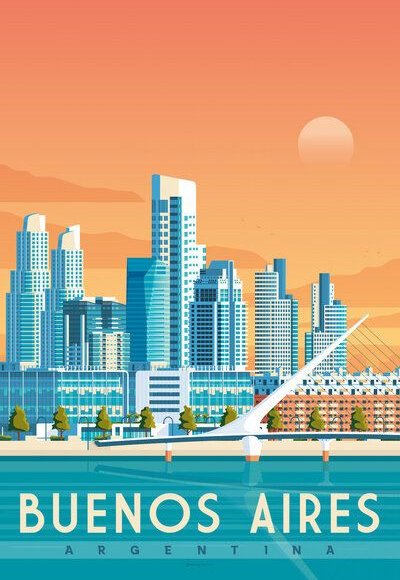 Photocircle Poster / Leinwandbild - Buenos Aires Vintage Travel Wandbild