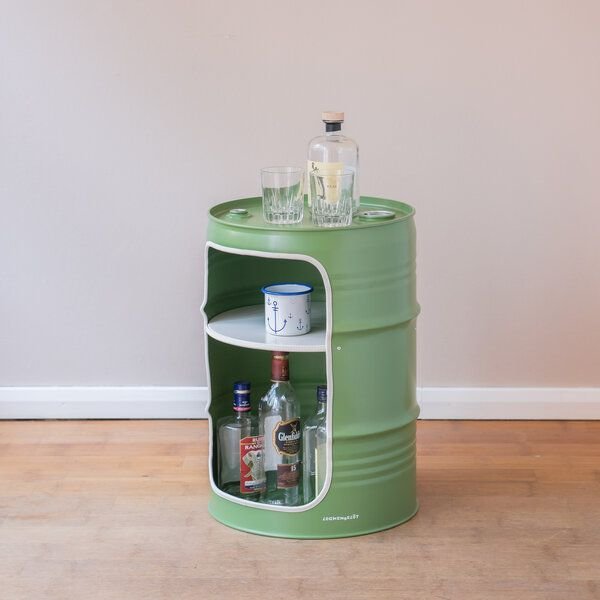 Lockengelöt Minibar aus einem kleinen Ölfass Hamburger Ölfass, made in Hamburg.