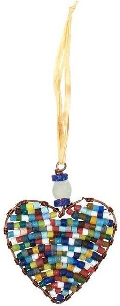 Global Mamas Upcycling Christbaumschmuck - buntes Herz - Geschenkdeko - Weihnachtsdeko