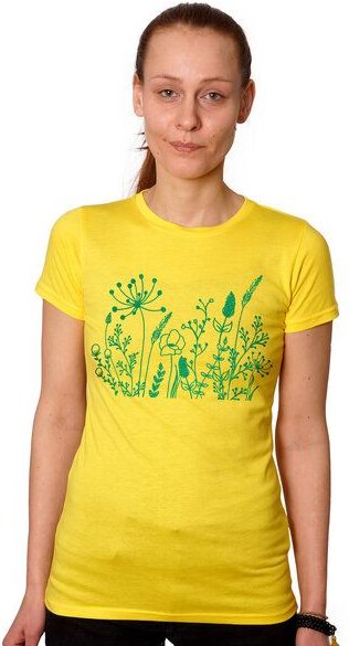 HANDGEDRUCKT "Wilde Wiese" Frauen-T-SHIRT von Earth Positiv Biobaumwolle