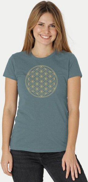 Peaces.bio - handbedruckte Biomode Bio-Damen-T-Shirt Die Blume des Lebens