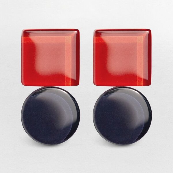 ALEXASCHA Geometrische Statement Ohrringe aus Glas | Bauhaus Design | 16 Farbkombinationen