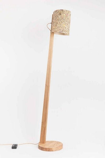 ALMUT von Wildheim Dimmbare Stehleuchte aus Eiche Lampenschirm aus Naturmaterialien