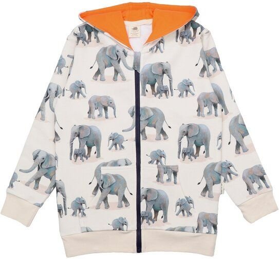 Thumbnail - Kleinkinder Sweatjacke mit Elefantenprint aus Bio-Baumwolle – Walkiddy