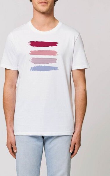 Human Family Bio Unisex Rundhals T-Shirt "Red Acryl Stripes"