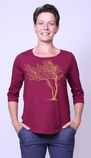 Peaces.bio - handbedruckte Biomode Bio-Damen-3/4 Arm Shirt- Fancy Tree