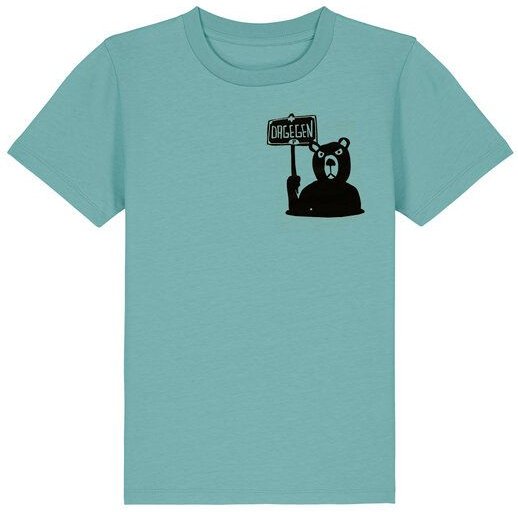 päfjes Der Bär ist DAGEGEN! Du auch? - Kinder T-Shirt aus Baumwolle Fair - Siebdruck