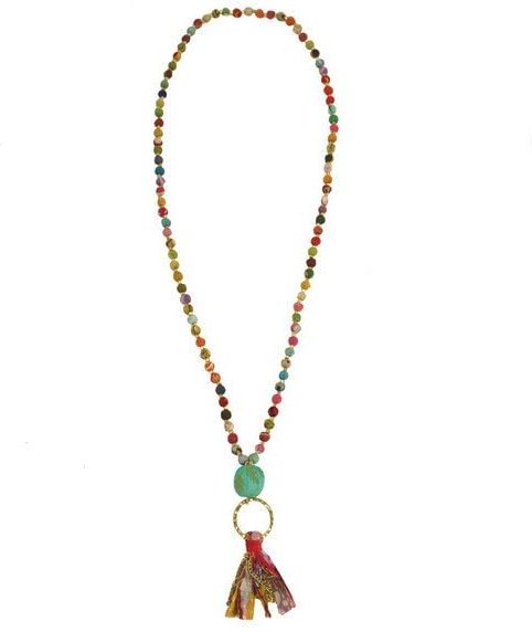 Worldfinds Kantha Tassel Necklace