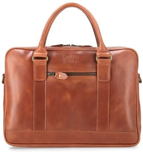 Buckle & Seam Leder Business Briefcase Everett
