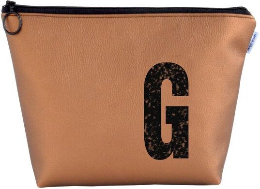 renna deluxe Kosmetiktasche und Kulturtasche personalisiert mit Monogramm - bronze