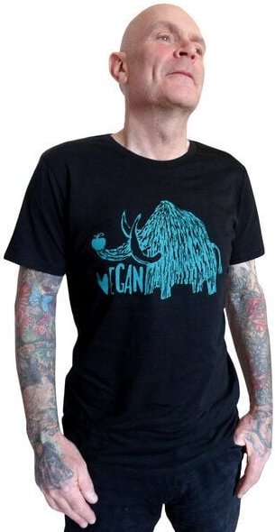 Cherry Bomb Vegan Mammut. Männer T-Shirt, faire Biobaumwolle, schwarz. Siebdruck
