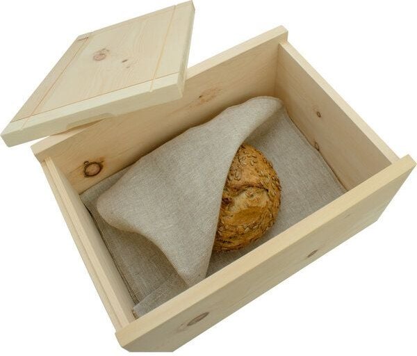 4betterdays Brotkasten aus Zirbenholz | abnehmbarer Deckel | inkl. Einlegegitter & Bäckerleinen