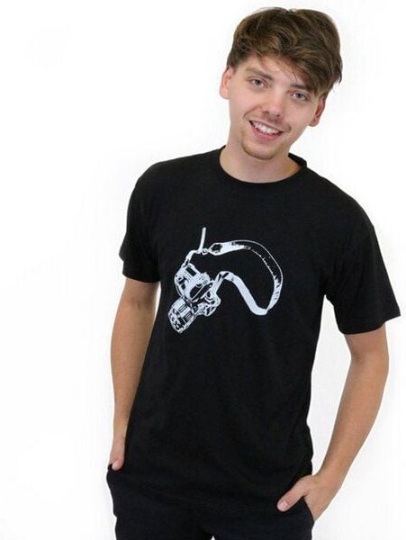 Spangeltangel T-Shirt "Kamera" schwarz, weiß bedruckt, Siebdruck, Foto