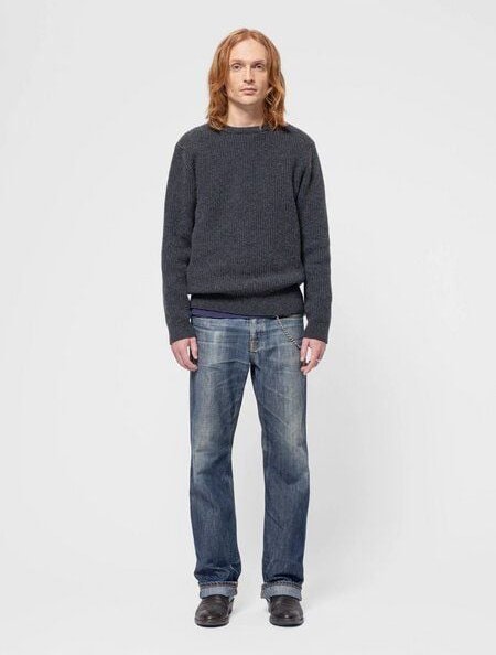Nudie Jeans Grauer Strickpullover August