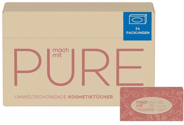 Thumbnail - mach m!t PURE Kosmetiktücher + Box 2-lagig – aus recyceltem Karton - Made in Germany