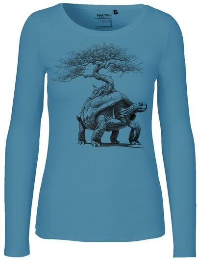 HANDGEDRUCKT "Lange Reise" Frauen Longsleeve aus reiner Biobaumwolle (kbA)