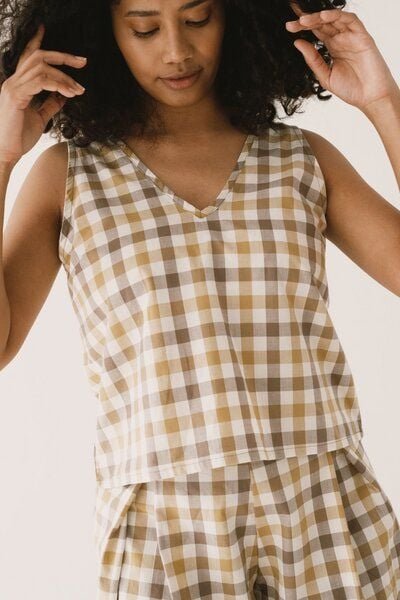 TIRALAHILACHA Holly strap top vichy print