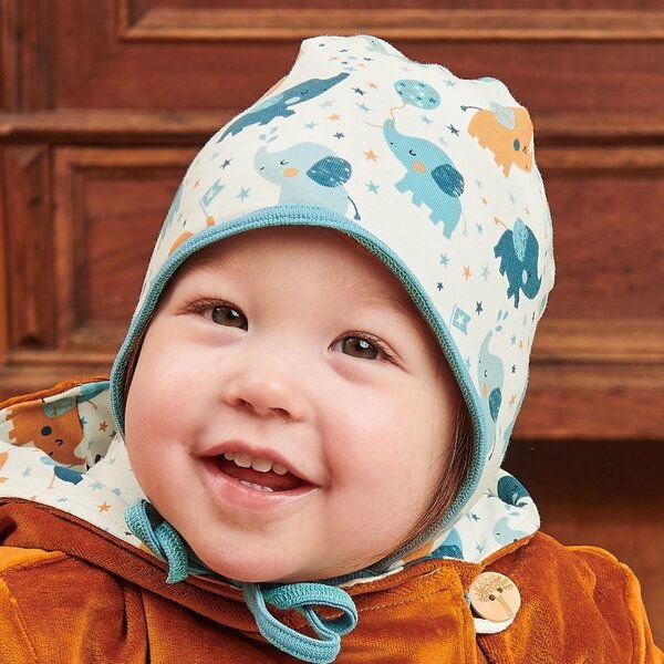 Cheeky Apple Gefüttertes Bio-Ohrenhäubchen "Babyelefant|Fleece Copper Meliert"