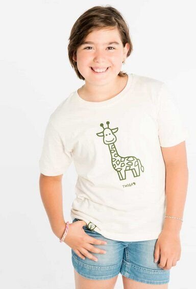 Maishameanslife Twiga - Kleine Giraffe - Bio T-shirt für Kinder - Naturweiß - Unisex