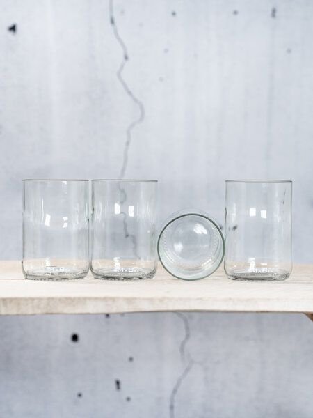 MaBe Trinkglas 450ml - nachhaltige & witzige Geschenkidee - 4er Set