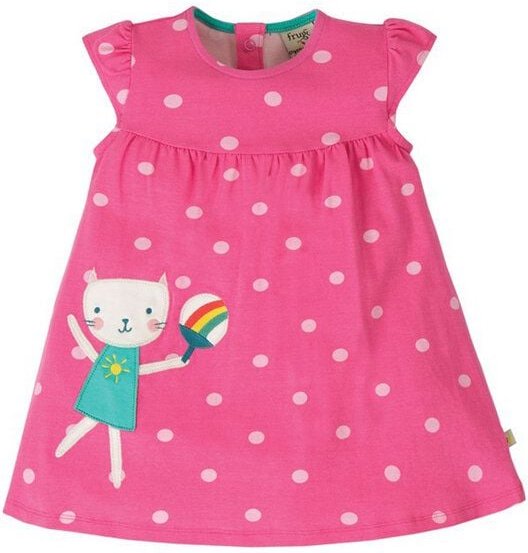 Frugi Kleid Little Lola mit Katze in flamingo-pink