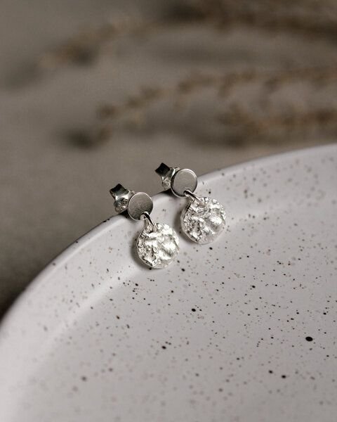 lille mus Ohrstecker 'Mondplättchen' 925 Silber / vergoldet