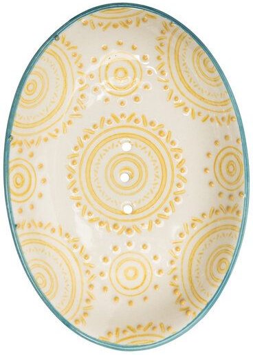 Thumbnail - TRANQUILLO Ovale Seifenschale aus Steinzeug mit bunten Mustern 14 cm