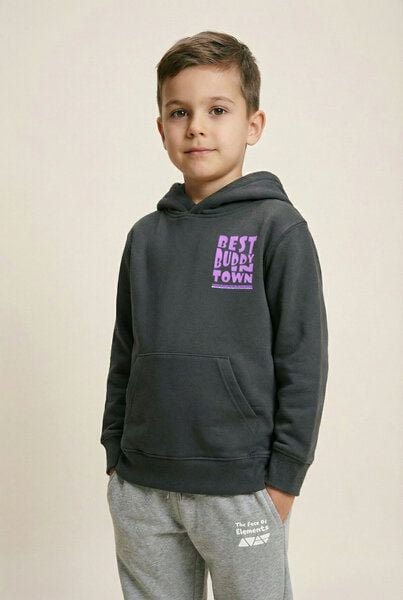 THE FACE OF ELEMENTS BEST BUDDY IN TOWN - RELAXED FIT KIDS HOODIE AUS 100% BIO-BAUMWOLLE