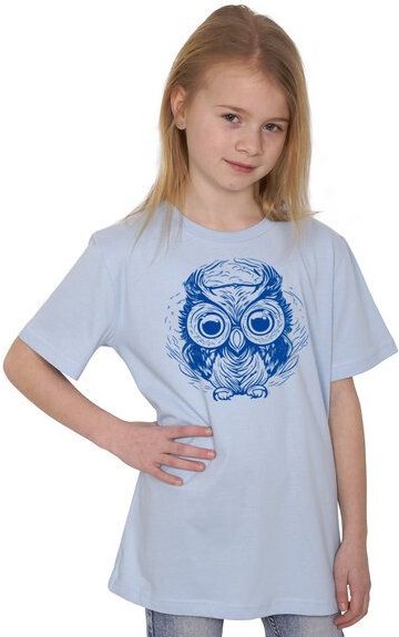 HANDGEDRUCKT "Eule" Kinder-T-Shirt reine Biobaumwolle (kbA)