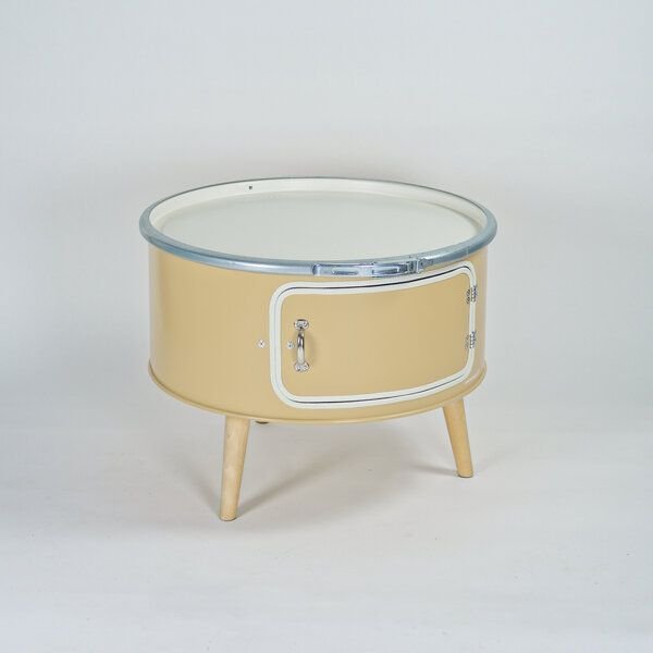 Lockengelöt Betty mit Tür - Couchtisch aus einem Hamburger Ölfass