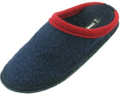 Bacinas Hausschuh Pantoffeln mit Farbakzent an der Öffnung 100% Wolle
