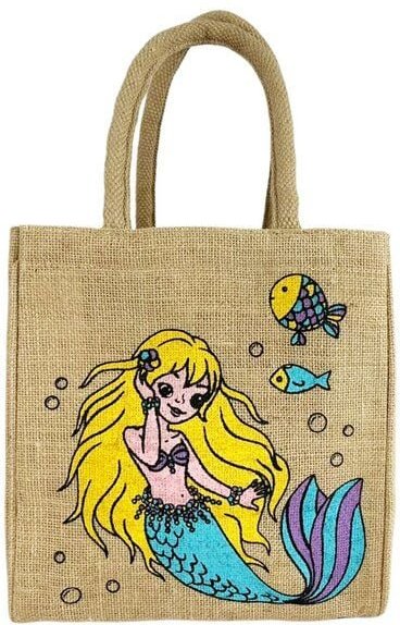 Domelo Kinder Handtasche Mädchen Jute Tasche klein Meerjungfrau Schultertasche