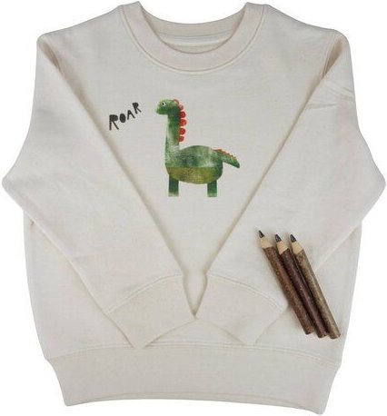 Meladi Kinder Sweater aus Biobaumwolle - Dino auf Natural Raw