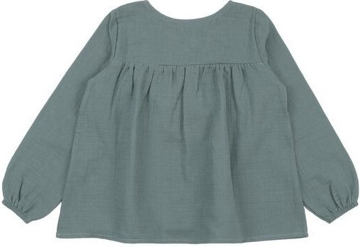 Kinder Bluse GOTS zertifiziert – Bio-Baumwolle, Musselin in Grün, locker geschnitten, weich & bequem, langärmelig | Walk...