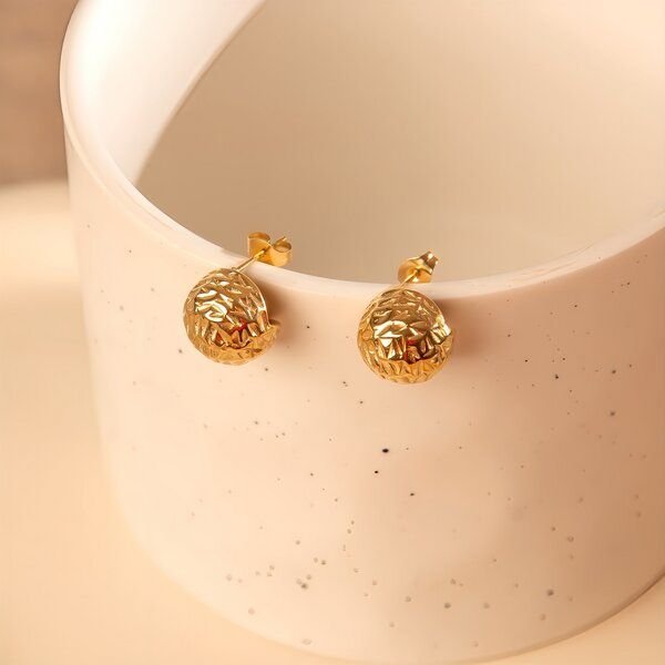 Hammered Round Ohrringe ca. 14mm von Elektropulli