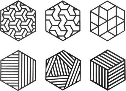 BeWooden 6St. Untersetzer aus Holz "Geometrie" / 2 verschiedene Farben